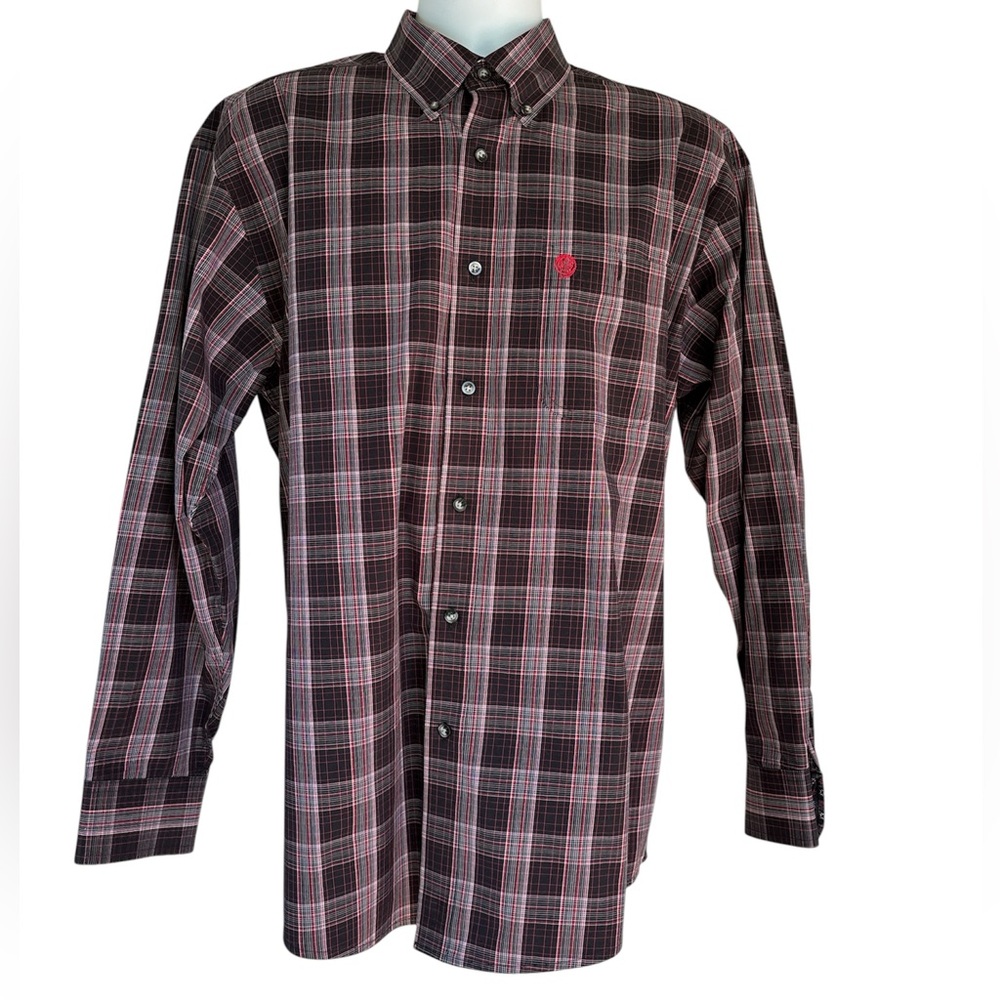 Wrangler George Strait Men's Plaid Print Long Sleeve Button-Down Western Shirt